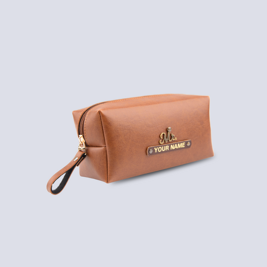 PERSONALISED MINI TRAVEL POUCH - TAN