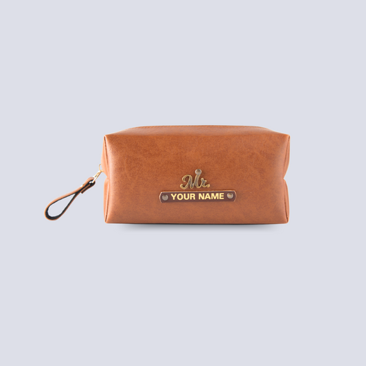 PERSONALISED MINI TRAVEL POUCH - TAN
