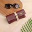 Maroon personalised sunglass case with sunglasses
