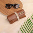 Tan personalised sunglass case with sunglasses