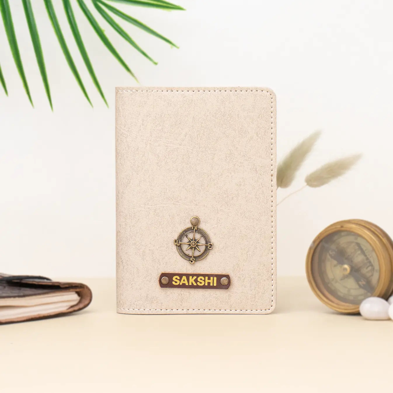 Buy Personalised Passport Cover in Beige