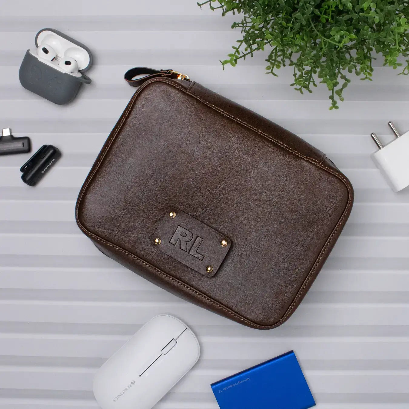 Get Your Personalized Tech Organizer Brown – The Black Box - Main Image