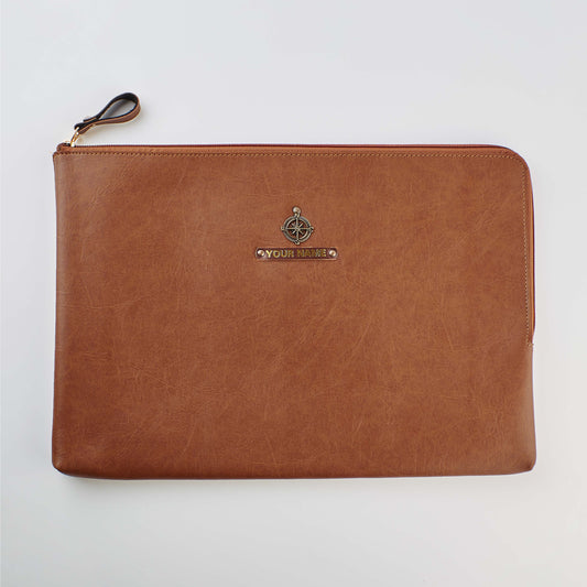 PERSONALISED ZIPPERED LAPTOP CASE (13 Inch) - TAN