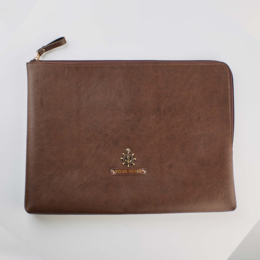 PERSONALISED ZIPPERED LAPTOP CASE (13 Inch) - BROWN