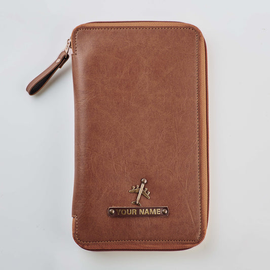 PERSONALISED COUPLE ZIPPERED TRAVEL CASE (Tan and Brown)