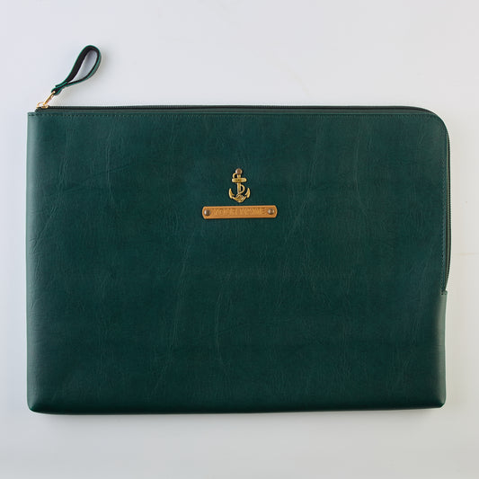 PERSONALISED ZIPPERED LAPTOP CASE (13 Inch) - GREEN