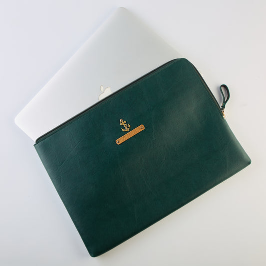 PERSONALISED ZIPPERED LAPTOP CASE (13 Inch) - GREEN