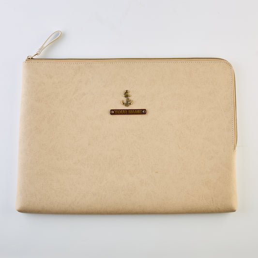 PERSONALISED ZIPPERED LAPTOP CASE (13 Inch) - BEIGE