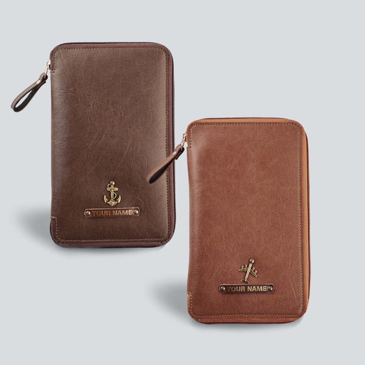 PERSONALISED COUPLE ZIPPERED TRAVEL CASE (Tan and Brown)