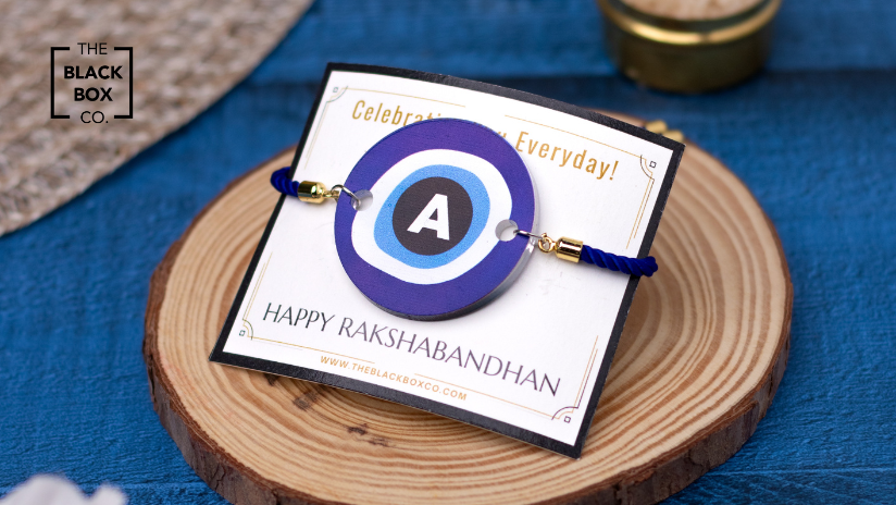 Designer Rudraksha Evil Eye Rakhi For Brother – Premium Raksha Bandhan Combo With Card & Roli