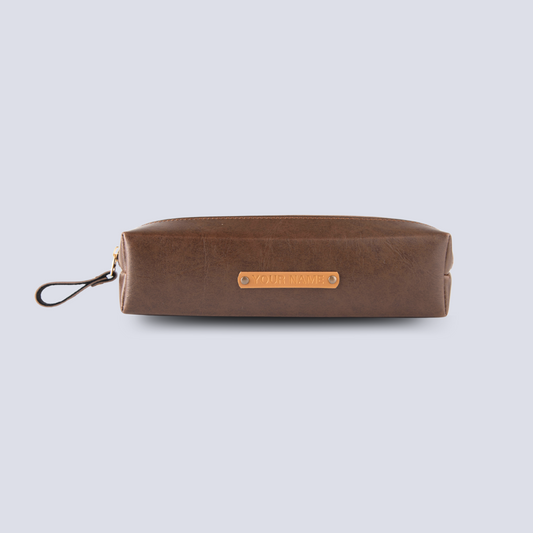 PERSONALISED STATIONERY POUCH - BROWN