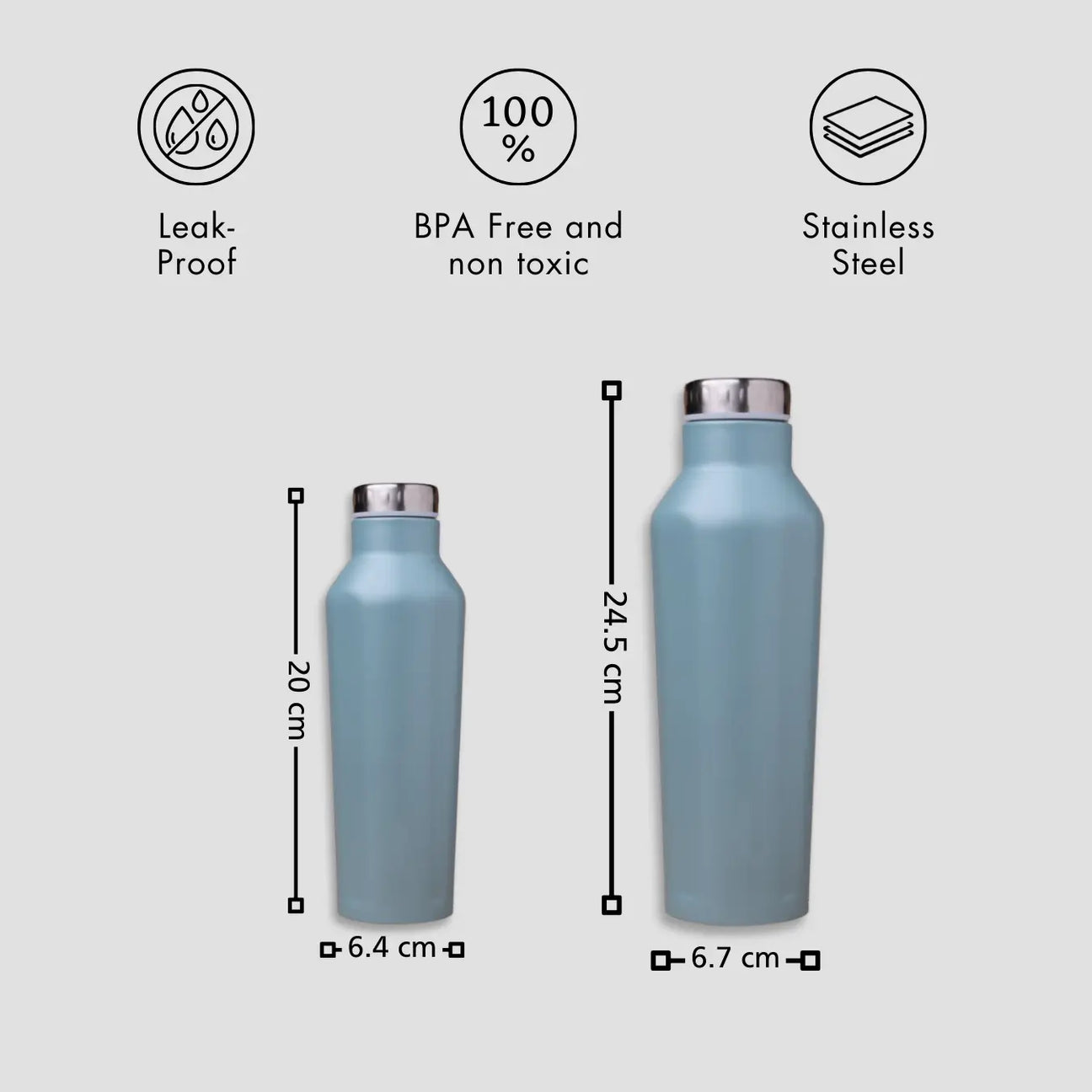 Sea stainless steel custom water bottles with dimensions