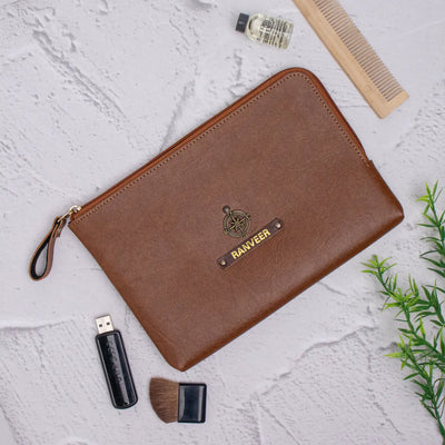 Tan flat pouch