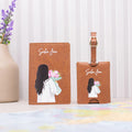 Personalized tan bloom passport cover and luggage tag