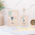 Personalized beige hot air balloon passport cover and luggage tag
