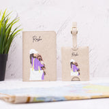 Personalized beige pet lover passport cover and luggage tag