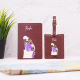 Personalized maroon pet lover passport cover and luggage tag