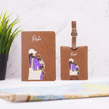 Personalized tan pet lover passport cover and luggage tag