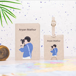 Personalized beige passport cover and luggage tag