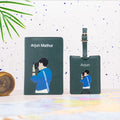 Personalized green passport cover and luggage tag