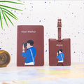 Personalized maroon passport cover and luggage tag