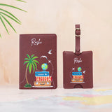 Personalized maroon passport cover and luggage tag