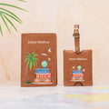 Personalized tan passport cover and luggage tag