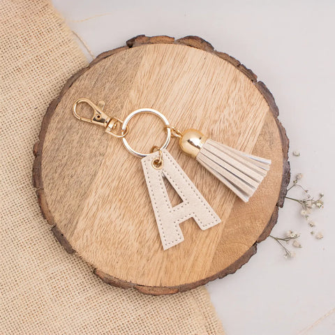 PERSONALISED LETTER KEYCHAIN - BEIGE
