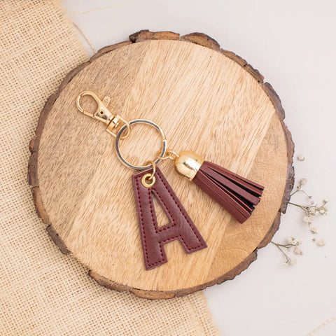 PERSONALISED LETTER KEYCHAIN - MAROON