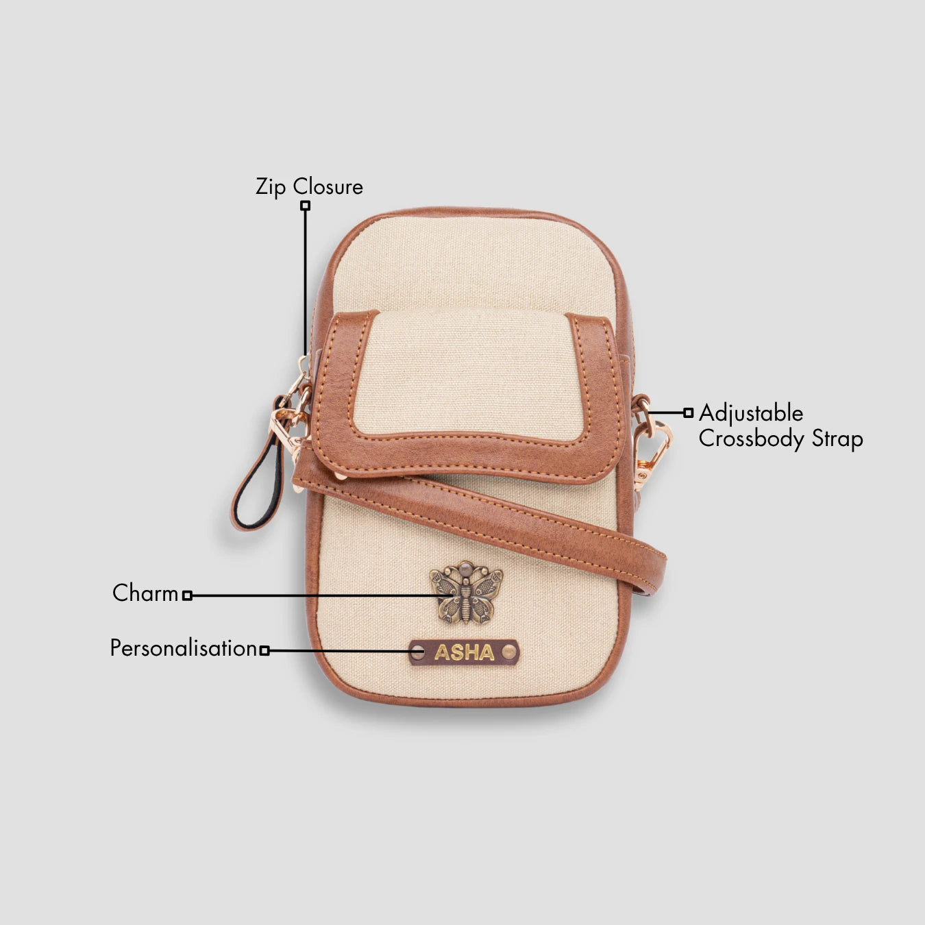 Tan mini sling front