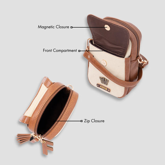 Tan mini sling charm