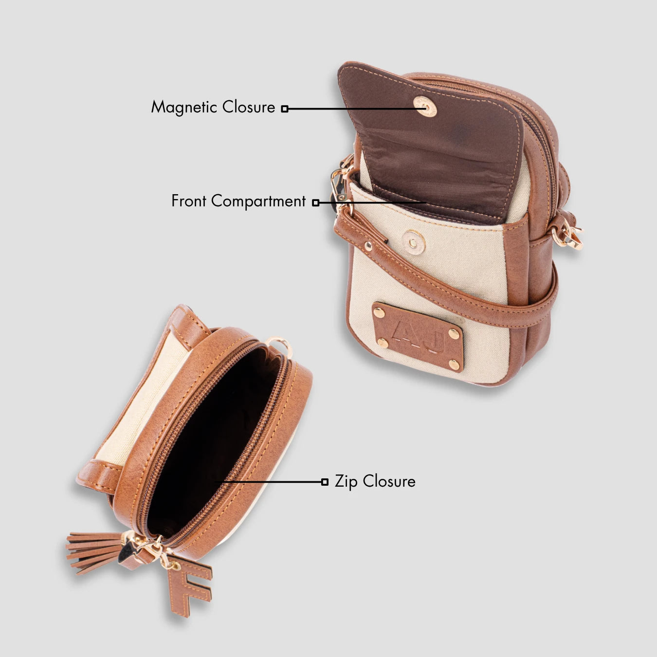 Tan mini sling angled