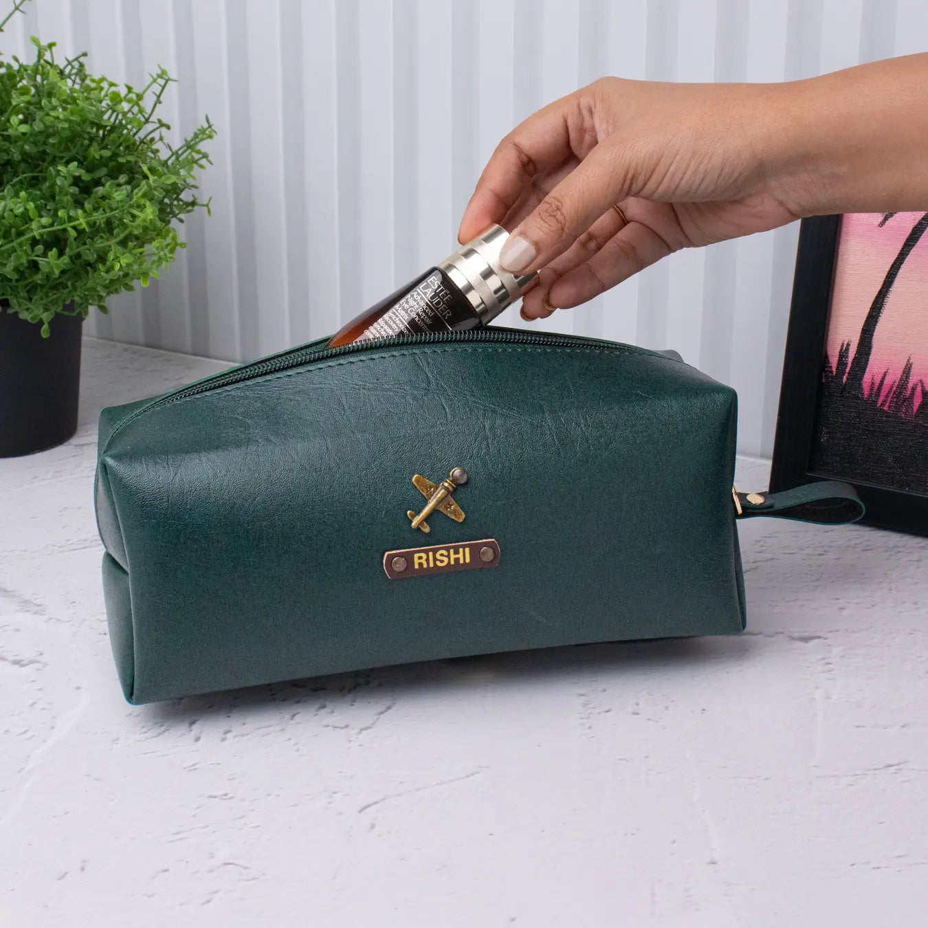 Buy Personalised Mini Travel Pouch Maroon| The Black Box Co