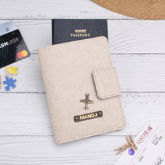 Beige mini travel wallet