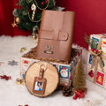 Festive gift set with personalised brown diary and photo keychain