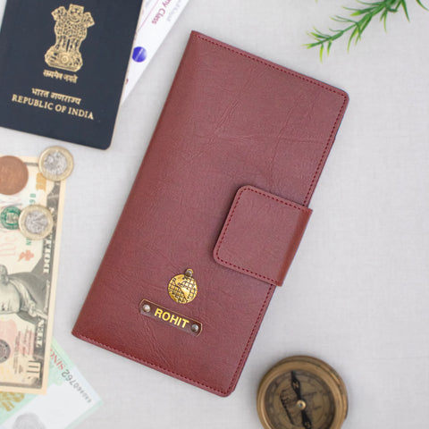 PERSONALISED TRAVEL WALLET - MAROON