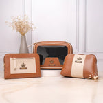 Personalised vanity kit set with tan makeup pouches