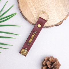 Maroon leather keychain