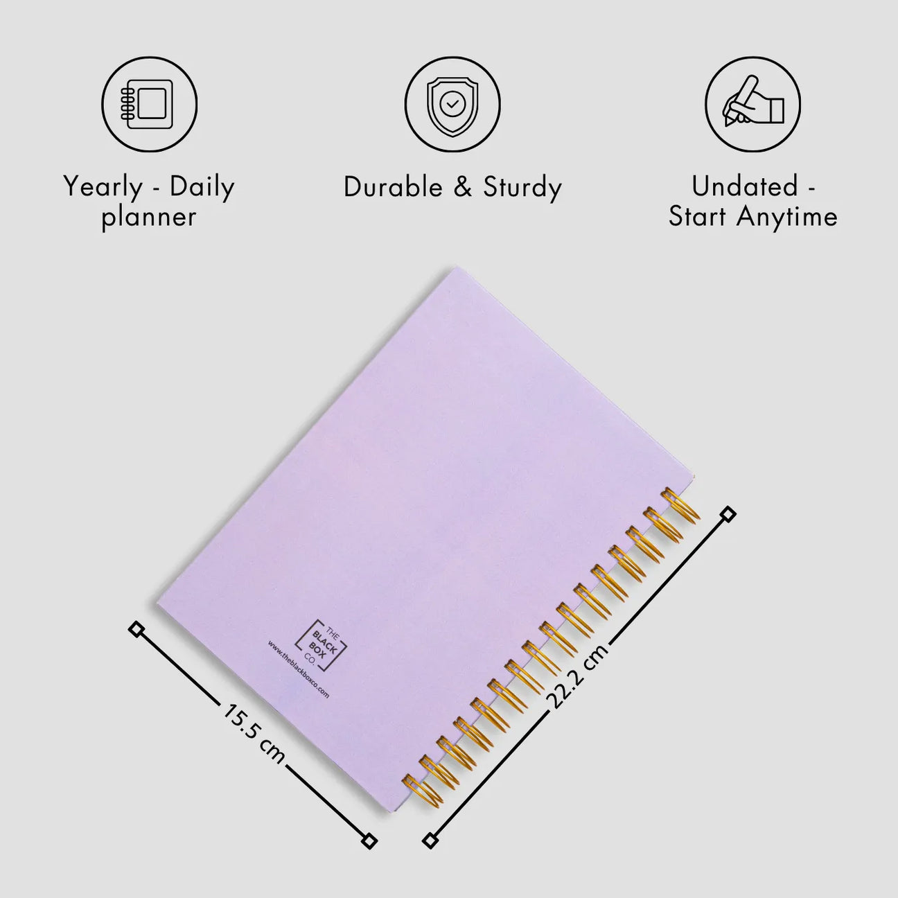 Lavender spiral planner with gold rings