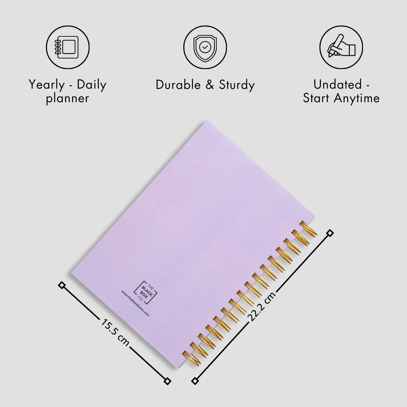 Lavender spiral planner with gold rings