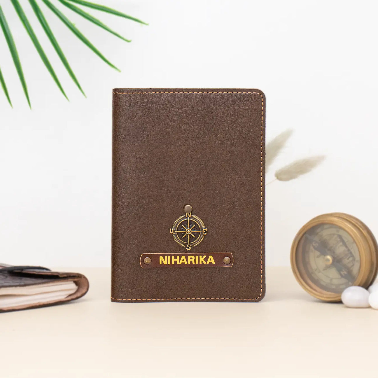 Brown passport cover