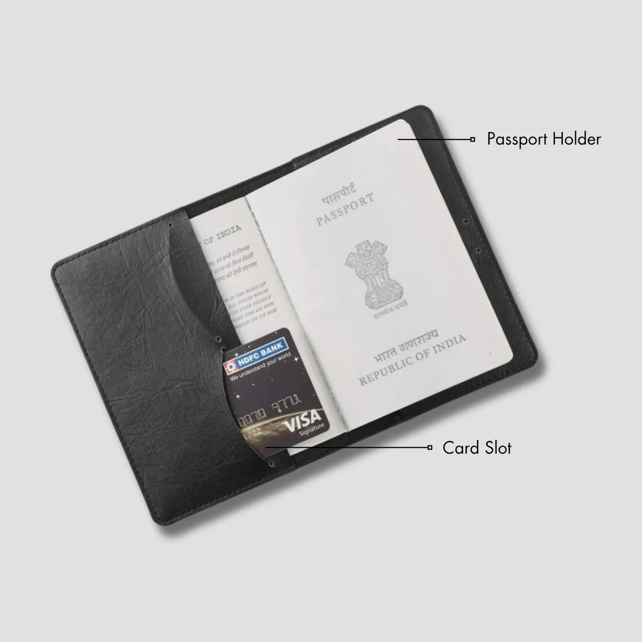 Black pet lover passport holder with card slot