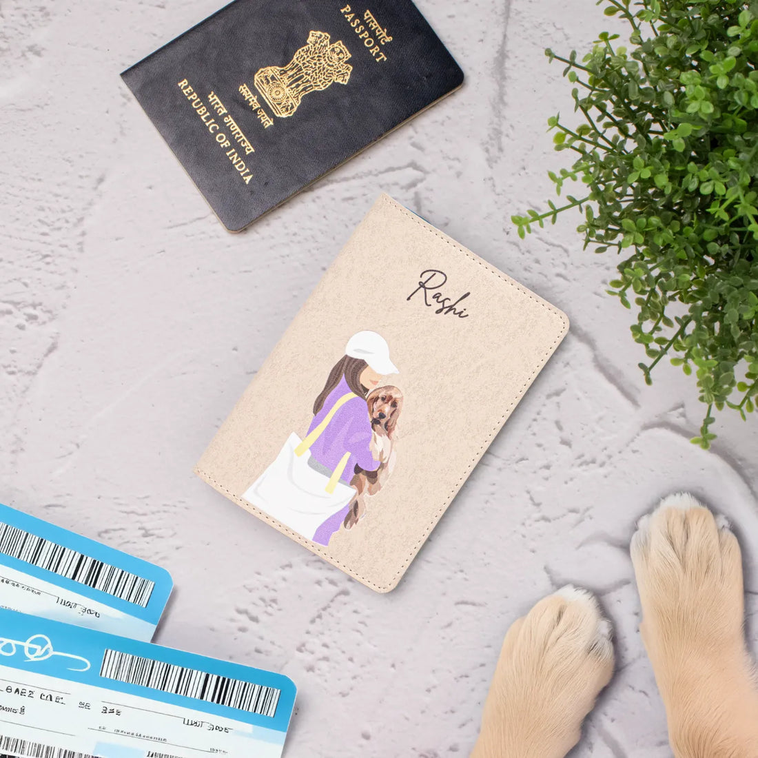 Beige Pet Lover Passport Holder
