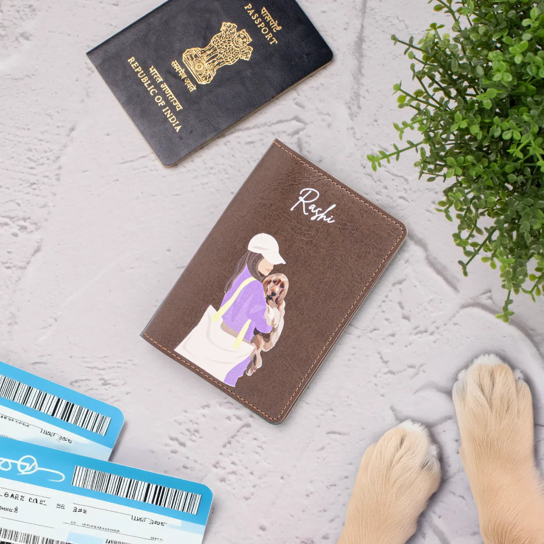 Brown Pet Lover Passport Holder