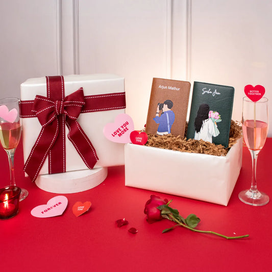 Personalised Printed Couple Passport Cover - Valentine Edition