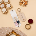 Beige photo keychain