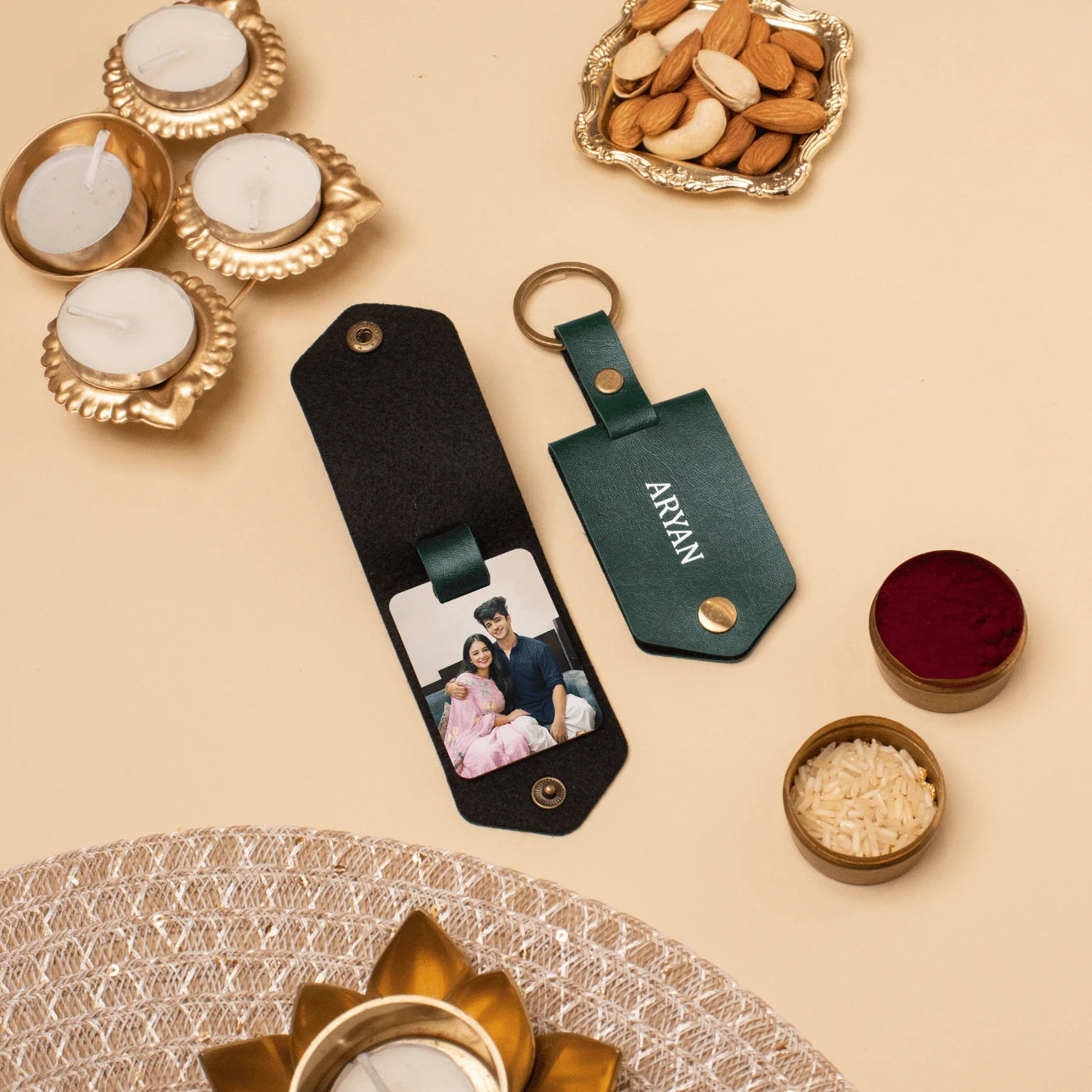 Green photo keychain