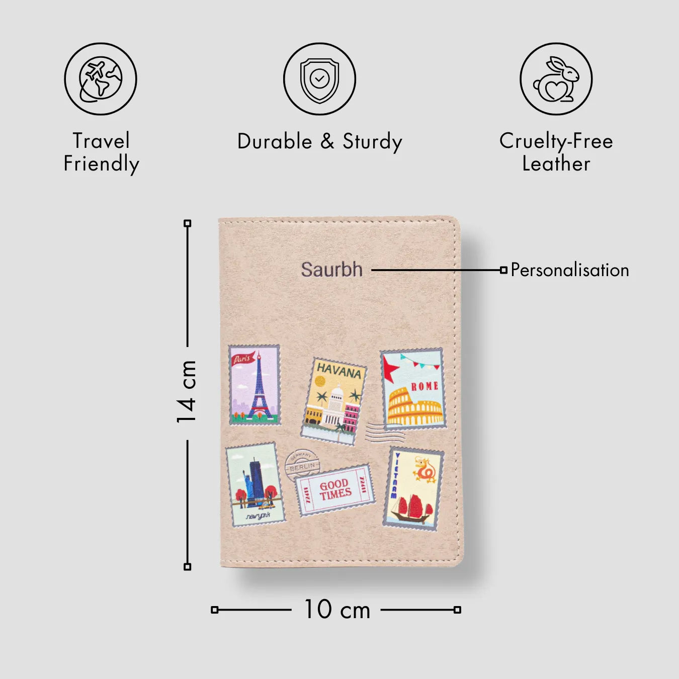 Beige travel passport cover 