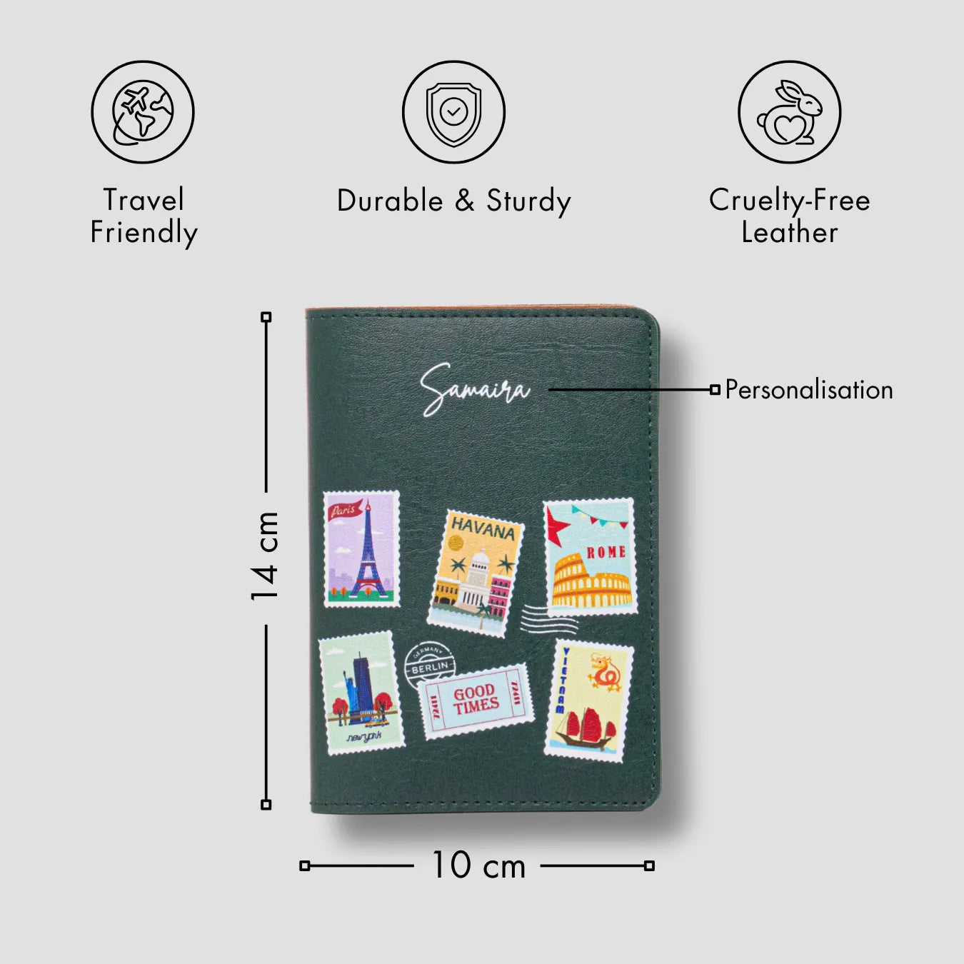 Green travel pouch with features