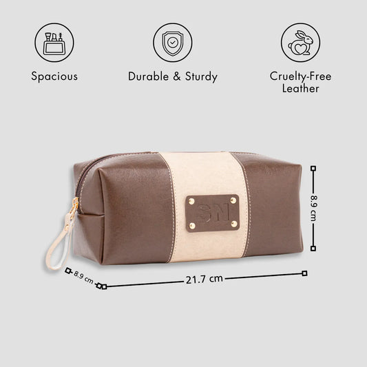 Stripe travel pouch initials vector brown